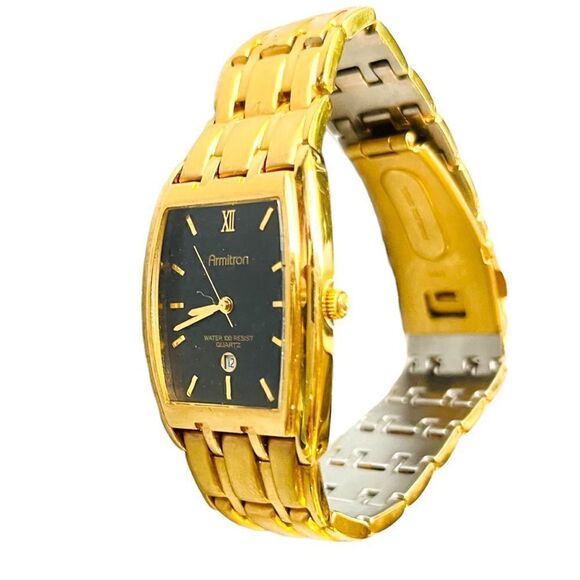 Armitron Unisex Goldtone Black Dial Analog Watch - Picture 8 of 9